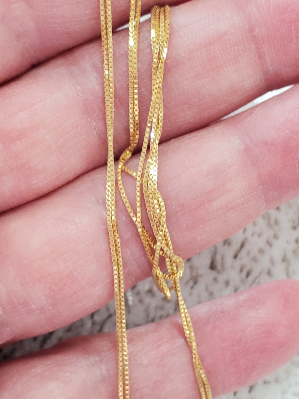 14K Solid Gold Box Chain Necklace 29” Long Minimalist Layering Chain 1.57g